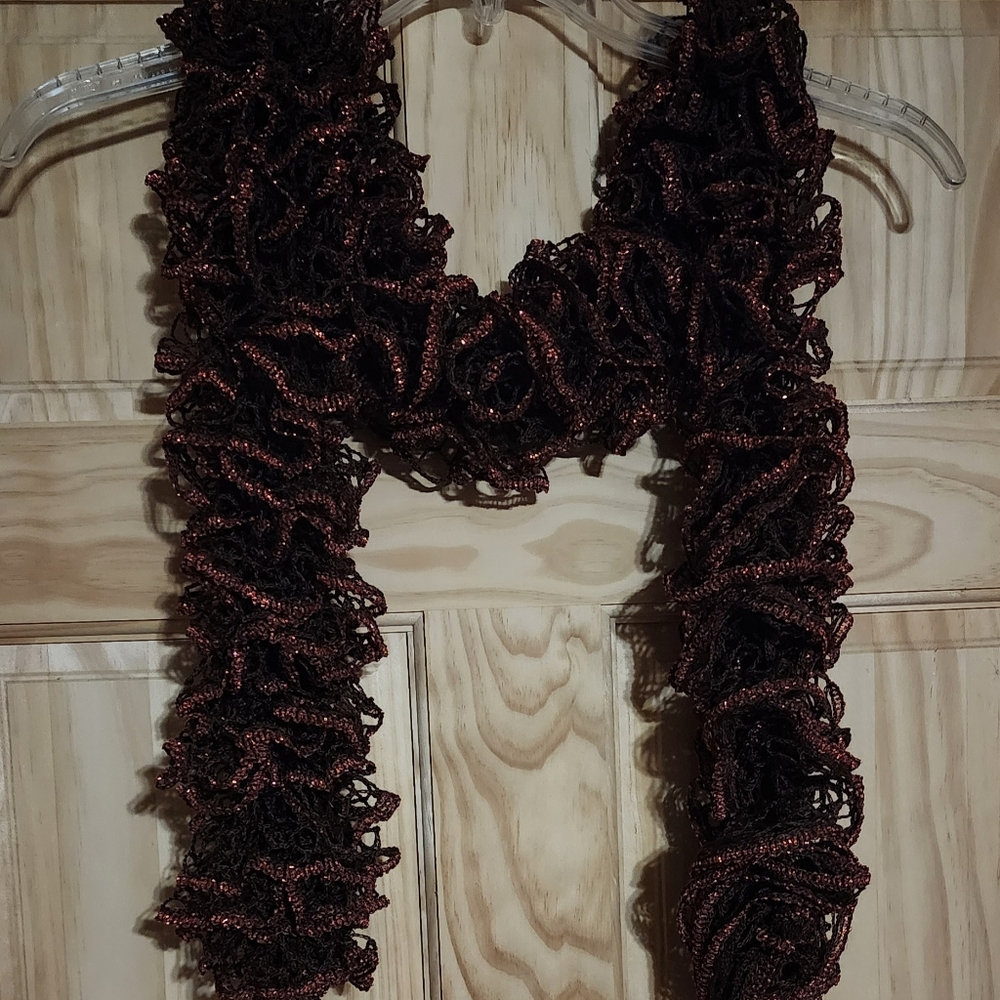 Fashion Ruffle Scarf Brown Glitter